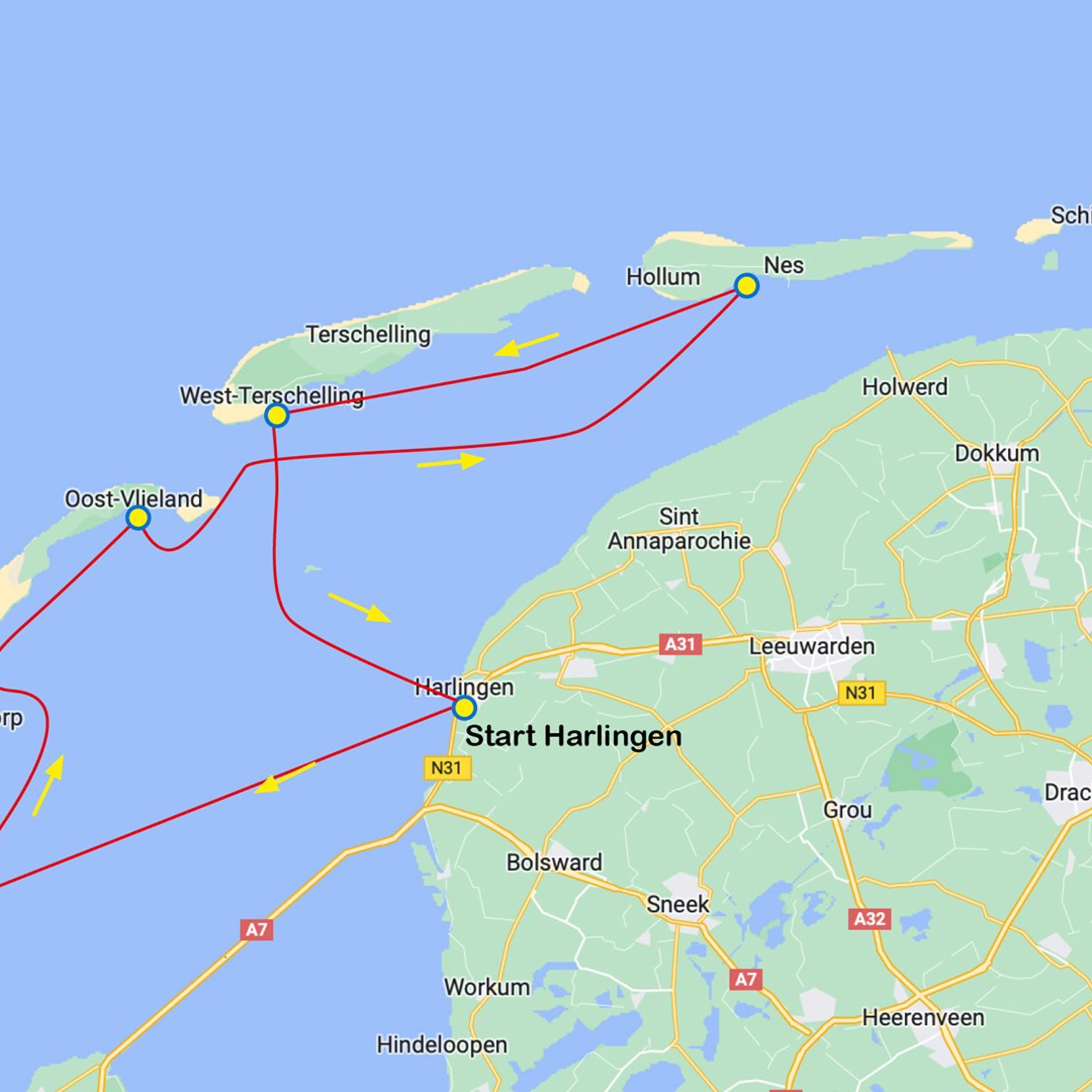 Route Waddenzee Harlingen 5 Dagen
